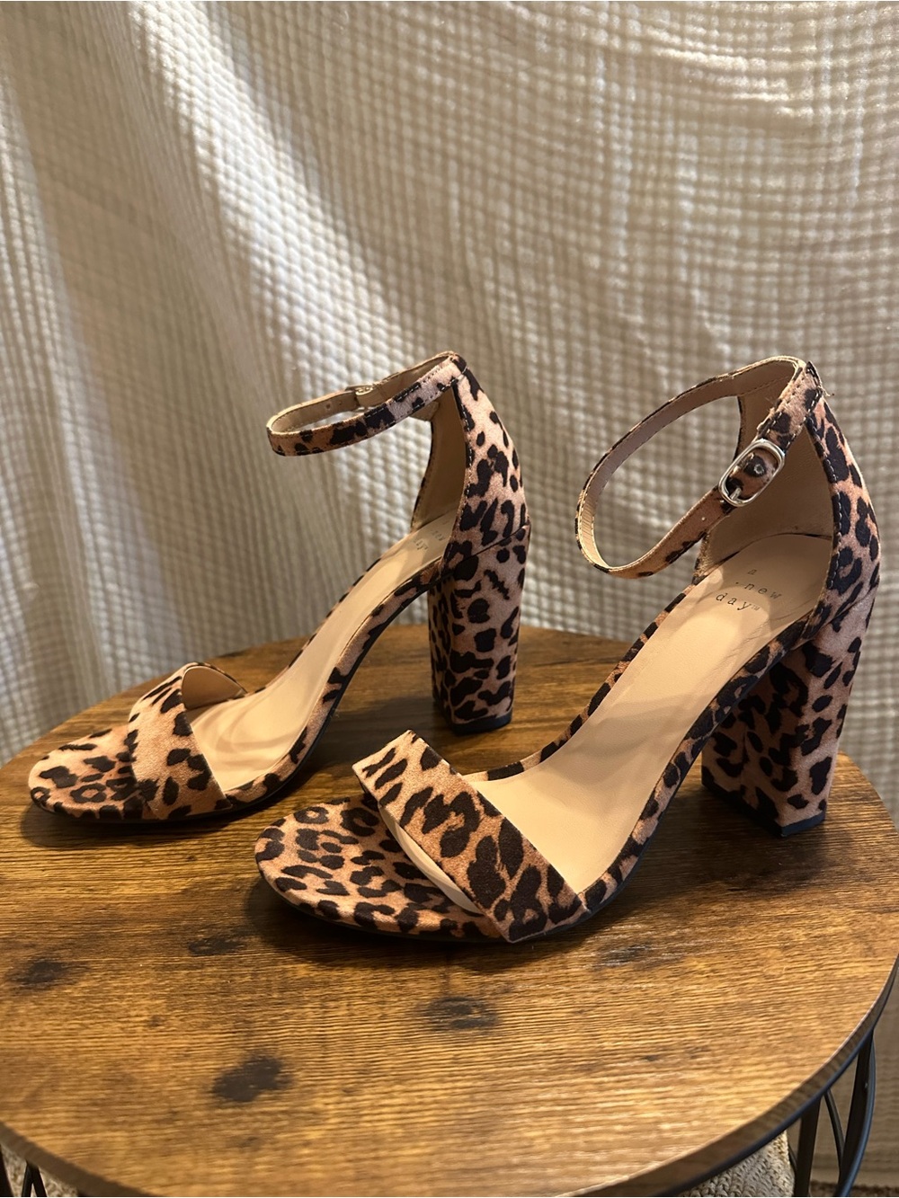 a new day Leopard Print Block Heel Sandals in Tan and Black
